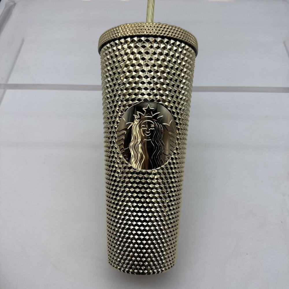 Starbucks Cup Gold Plated 24Oz/710ml Cold Drink Diamond Studded Tumbler Gift